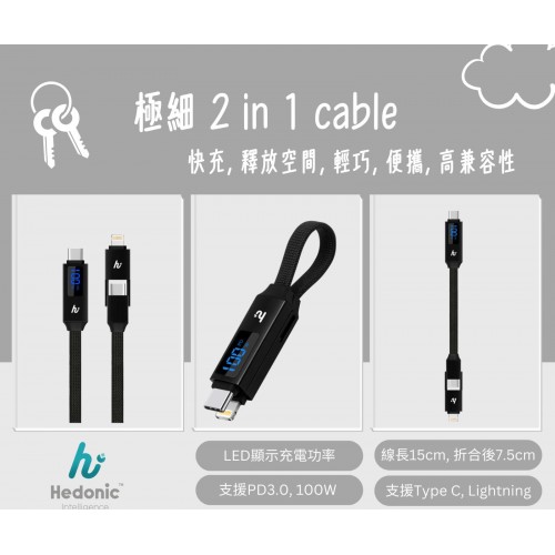 日本 Hedonic 2合1快速充電線