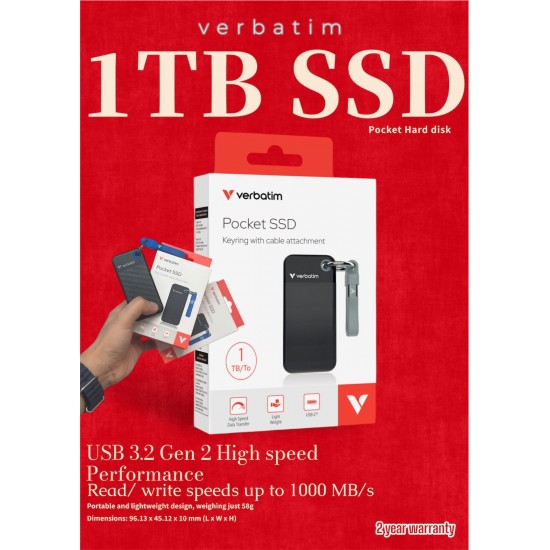 最新Verbatim USB 3.2 Pocket SSD